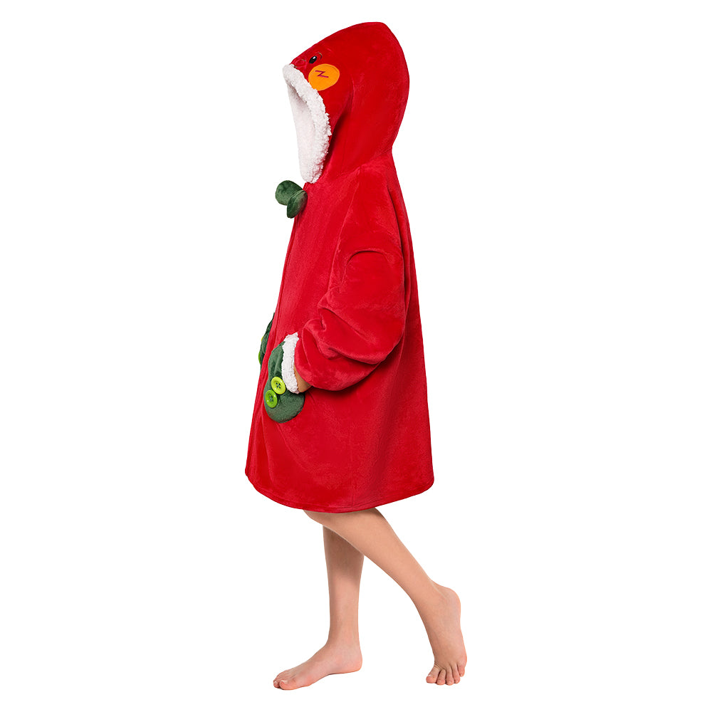   Kids OLAOLA Red Gingerbread Man Zipper ​Wearable Blanket Hoodie Animals Onesie Oversized Soft Christmas Homewear 