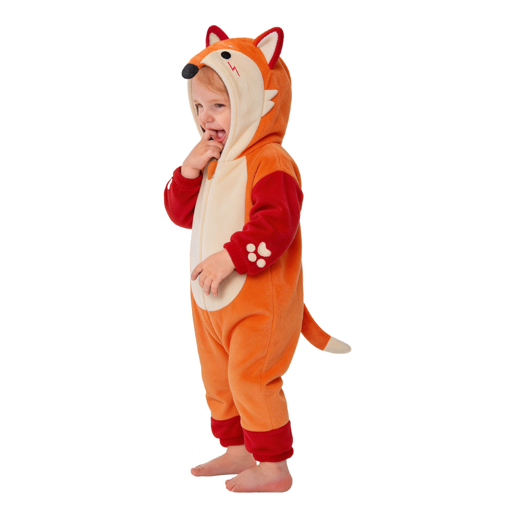   OLAOLA Baby Fox Jumpsuit Cozy Pajamas Soft Animal Onesie Toddler Romper Plush Dress Up Infant Outfits Halloween Suit