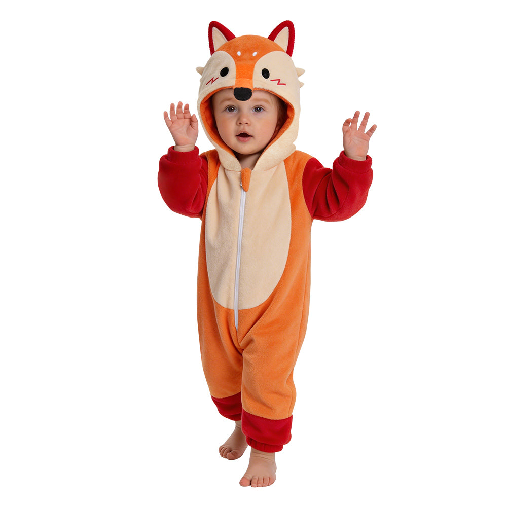   OLAOLA Baby Fox Jumpsuit Cozy Pajamas Soft Animal Onesie Toddler Romper Plush Dress Up Infant Outfits Halloween Suit