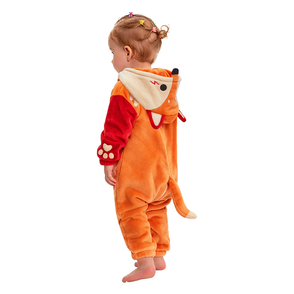   OLAOLA Baby Fox Jumpsuit Cozy Pajamas Soft Animal Onesie Toddler Romper Plush Dress Up Infant Outfits Halloween Suit