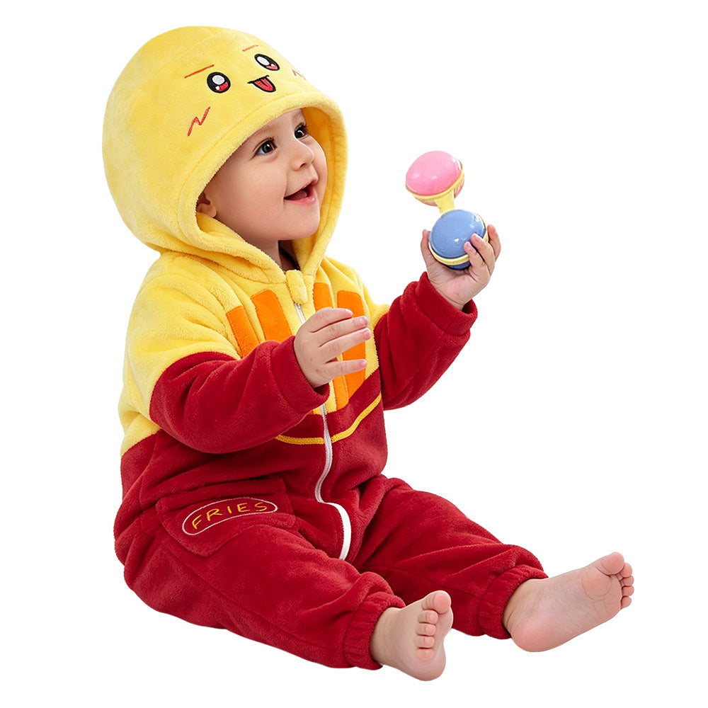 OLAOLA Baby French Fries Jumpsuit Unisex Toddler ​Costume Soft Cozy Flannel Onesie ​Halloween Cosplay Romper 