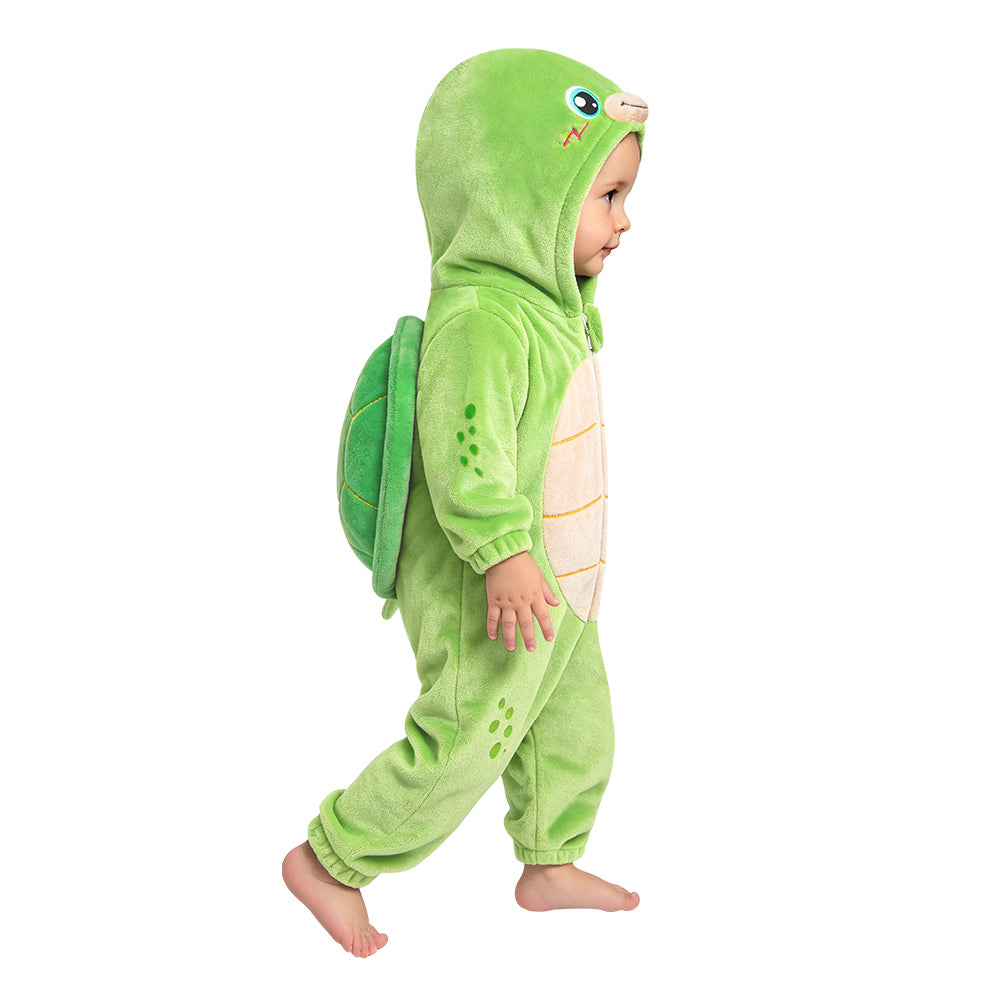 OLAOLA Baby Green Turtle​ Jumpsuit Animal Onesie Cozy Flannel Pajamas Plush ​Toddler Romper Infant Outfits Halloween Suit