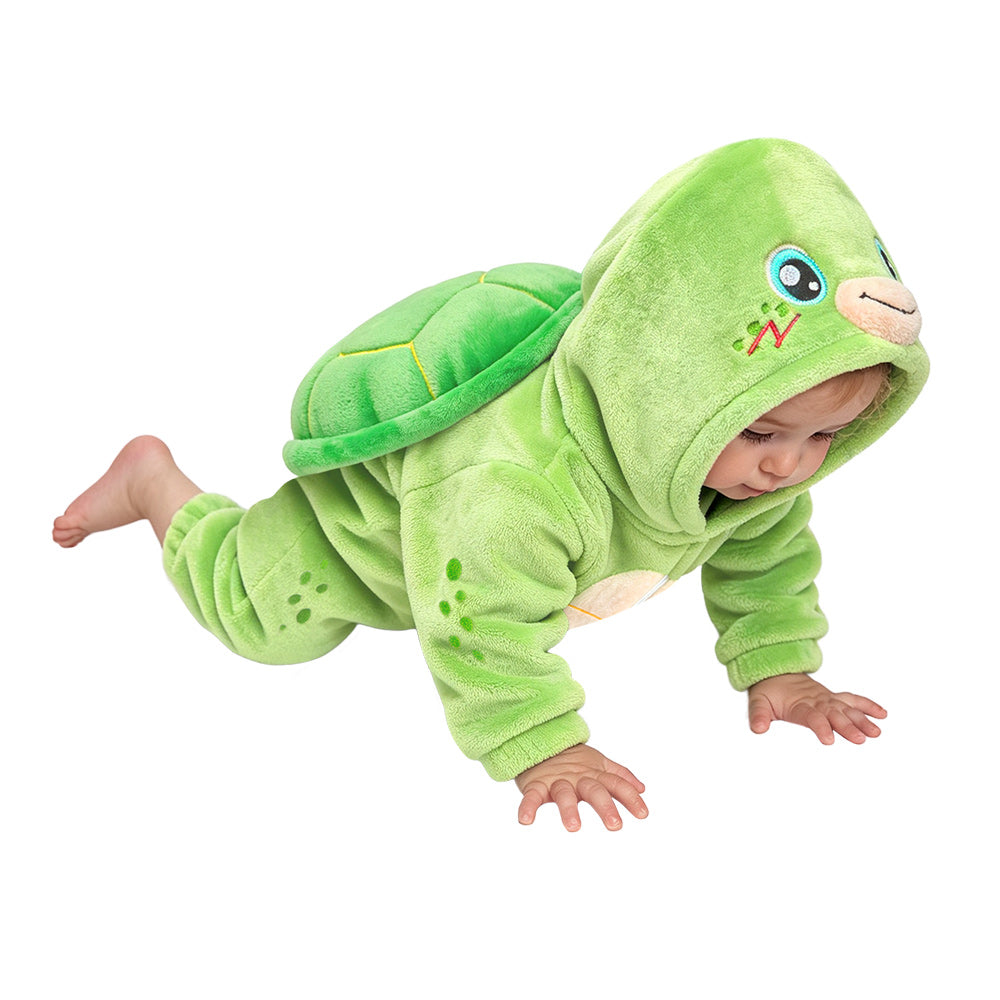 OLAOLA Baby Green Turtle​ Jumpsuit Animal Onesie Cozy Flannel Pajamas Plush ​Toddler Romper Infant Outfits Halloween Suit