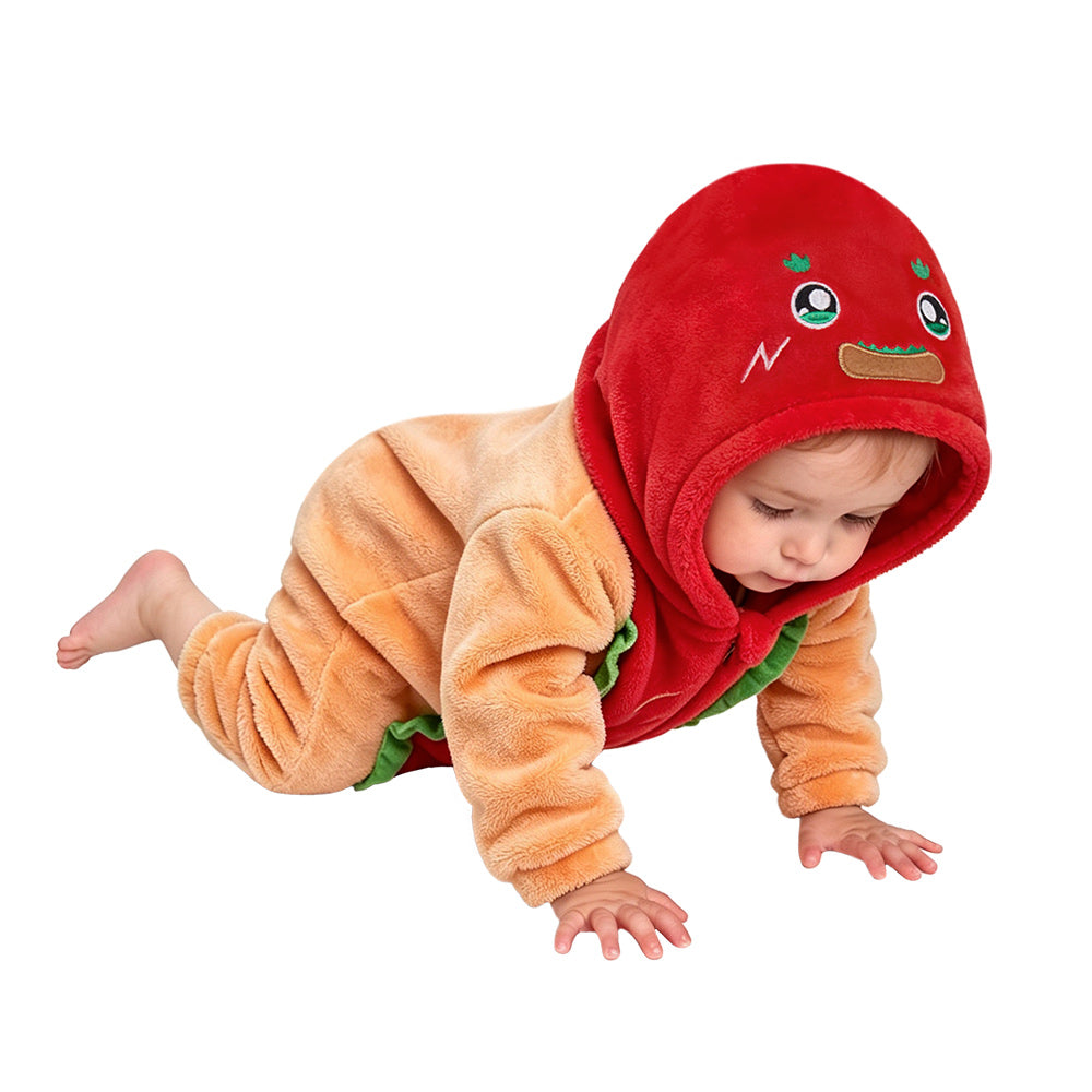 OLAOLA Baby Hot Dog Infant Jumpsuit Animal Costume Unisex Toddler Onesie Soft Cozy Flannel Halloween Cosplay Romper 