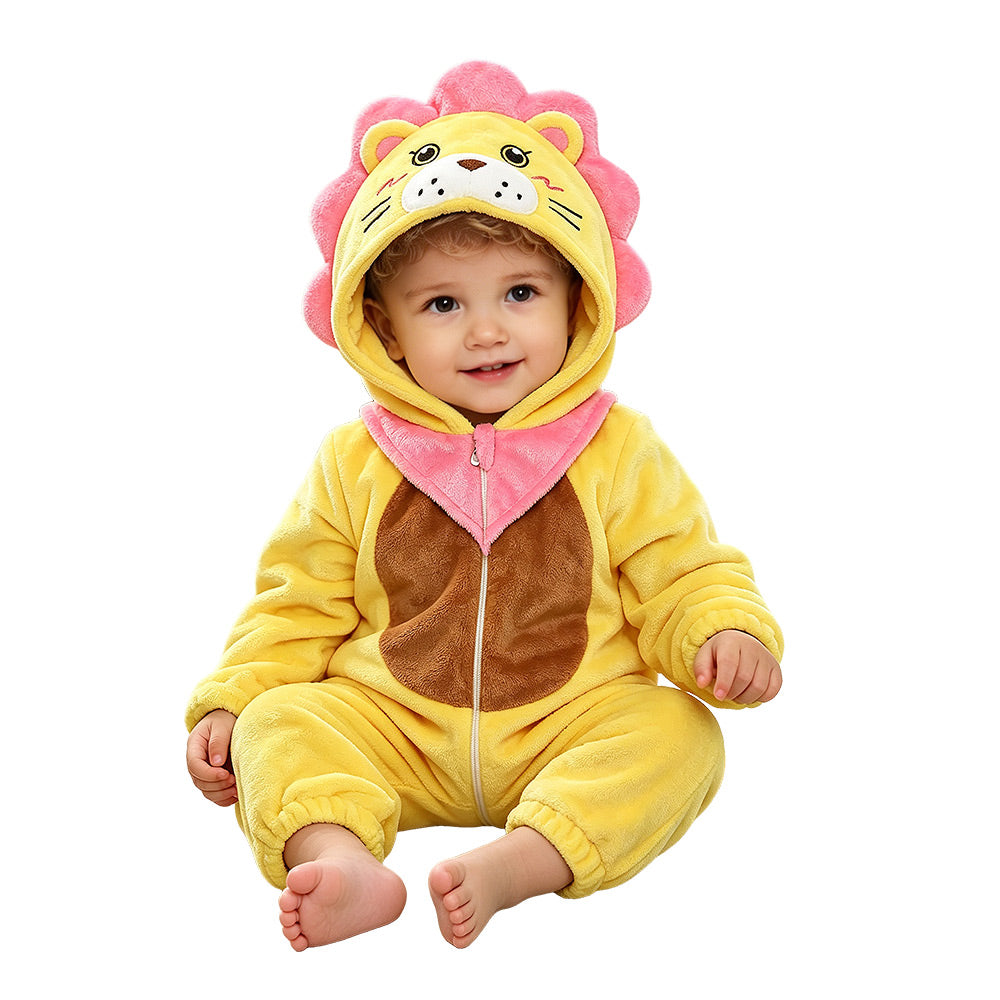   OLAOLA Baby Lion ​Jumpsuit Animal Onesie Cozy Flannel ​Pajamas ​Toddler Romper Plush Dress Up Infant Outfits Halloween Suit