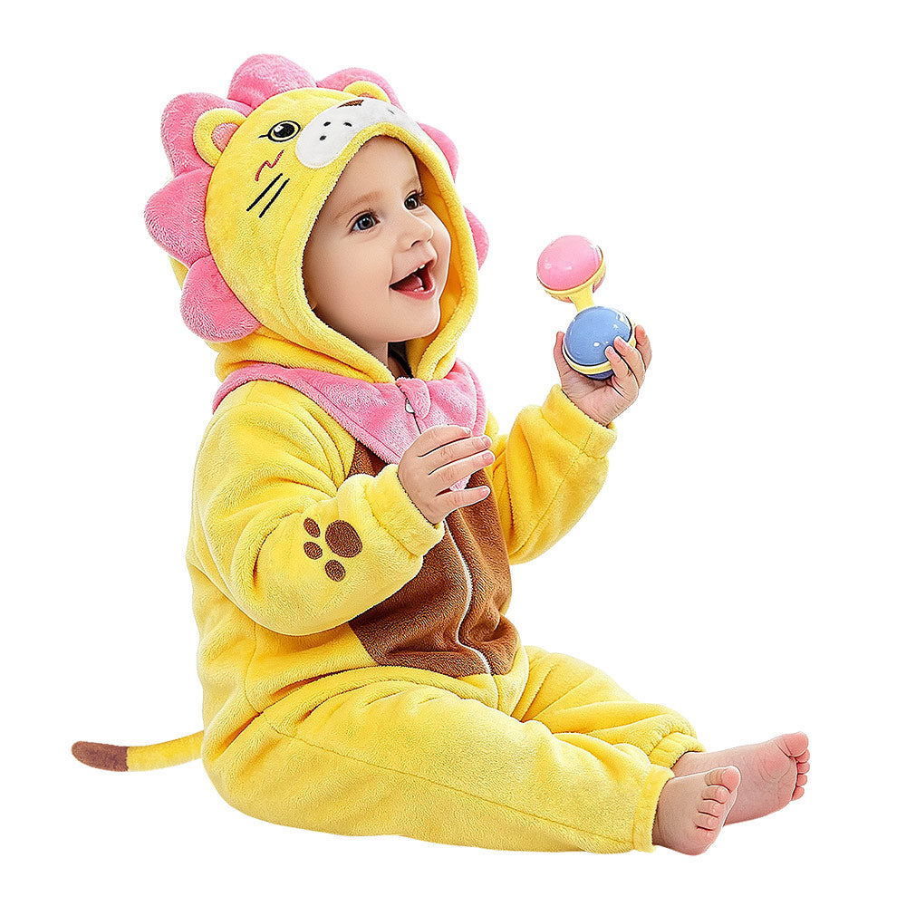   OLAOLA Baby Lion ​Jumpsuit Animal Onesie Cozy Flannel ​Pajamas ​Toddler Romper Plush Dress Up Infant Outfits Halloween Suit
