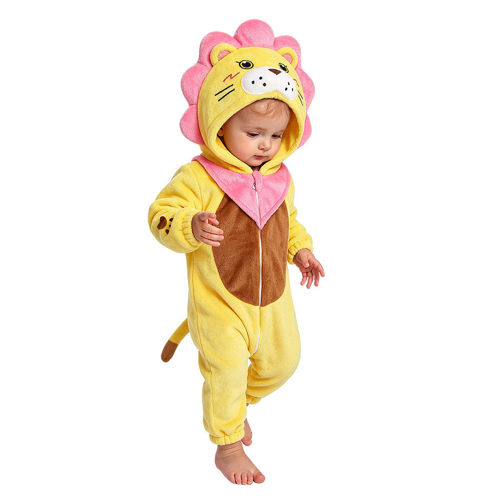   OLAOLA Baby Lion ​Jumpsuit Animal Onesie Cozy Flannel ​Pajamas ​Toddler Romper Plush Dress Up Infant Outfits Halloween Suit