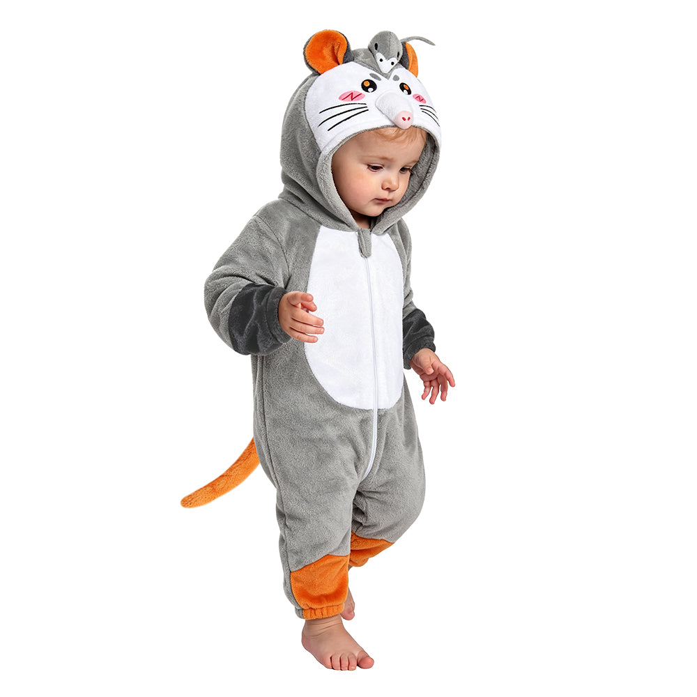   OLAOLA Baby Opossum Jumpsuit Pajamas Animal Onesie Toddler Romper Plush Dress Up Infant Outfits Halloween Suit