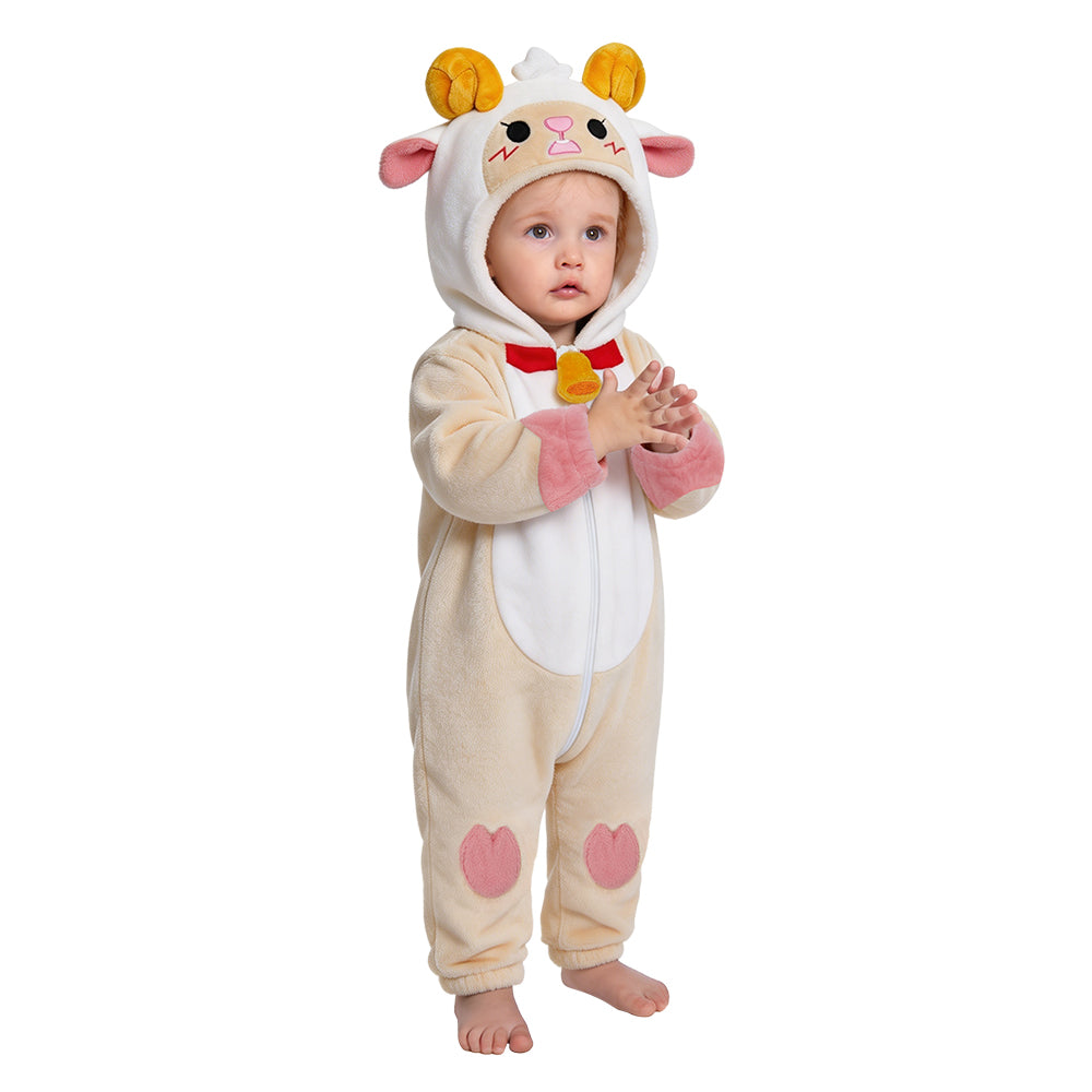 OLAOLA Baby Sheep Jumpsuit Pajamas Animal Onesie Toddler Romper Plush Dress Up Infant Outfits Halloween Suit