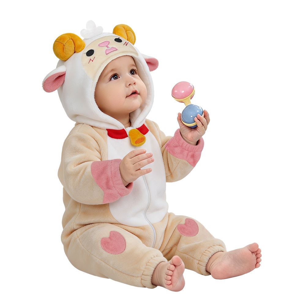 OLAOLA Baby Sheep Jumpsuit Pajamas Animal Onesie Toddler Romper Plush Dress Up Infant Outfits Halloween Suit