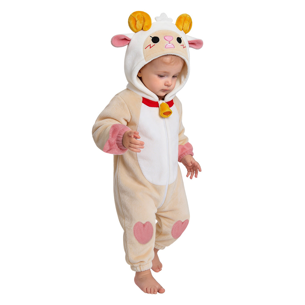 OLAOLA Baby Sheep Jumpsuit Pajamas Animal Onesie Toddler Romper Plush Dress Up Infant Outfits Halloween Suit