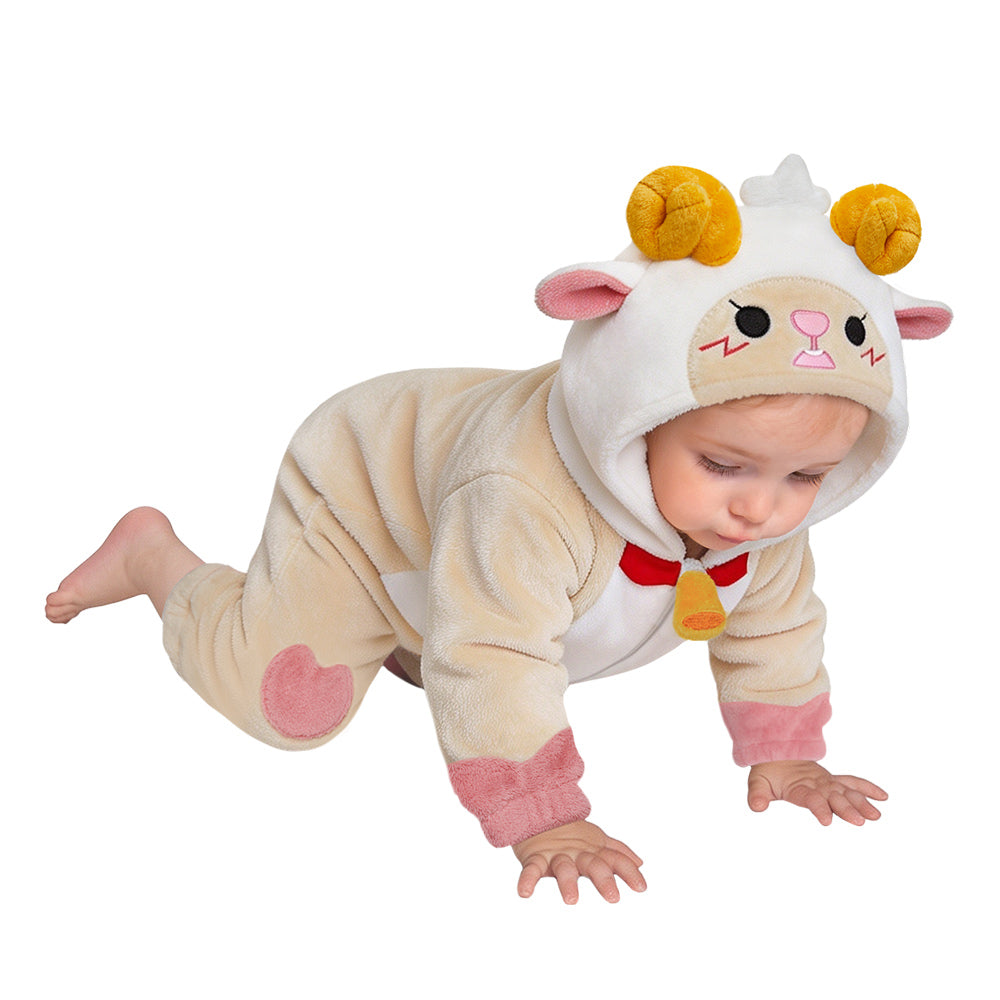 OLAOLA Baby Sheep Jumpsuit Pajamas Animal Onesie Toddler Romper Plush Dress Up Infant Outfits Halloween Suit