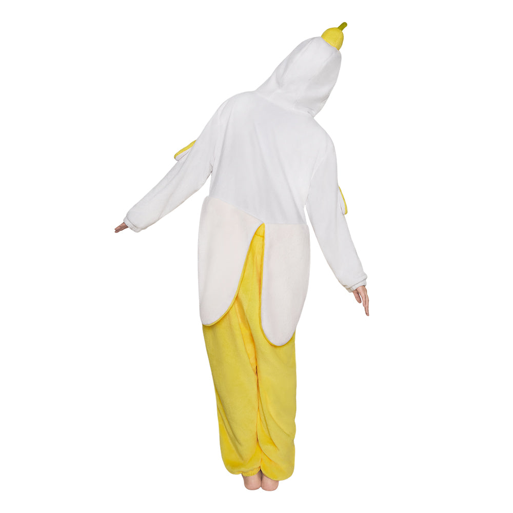OLAOLA Banana Chicken Animal Onesie Cozy ​Flannel Pajamas Plush One Piece Cosplay ​Sleepwear Halloween Christmas Costume