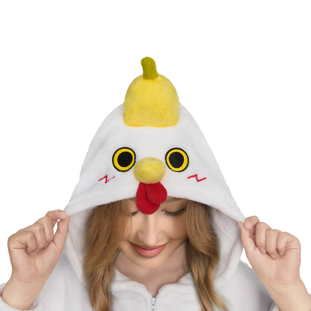 OLAOLA Banana Chicken Animal Onesie Cozy ​Flannel Pajamas Plush One Piece Cosplay ​Sleepwear Halloween Christmas Costume
