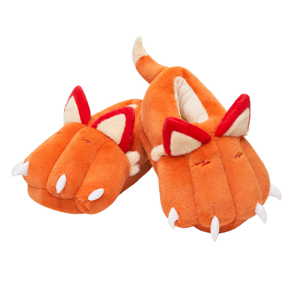 OLAOLA Fox Paw Slippers Warm Plush Animal Indoor Non-slip Home Fluffy Thick Bottom Shoes Gifts For Birthday Christmas