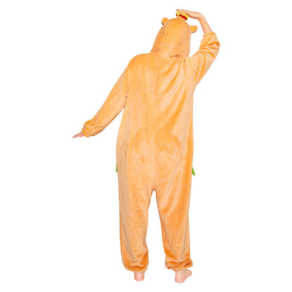OLAOLA Hamburger Capybara Pajamas Animals Onesie Plush Warm Home One Piece For Adult Unisex Halloween Costume