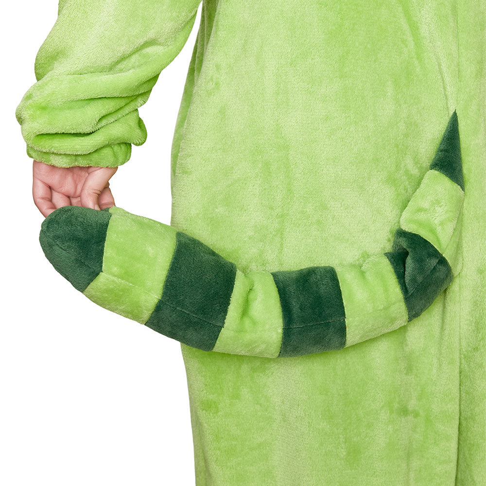 OLAOLA Matcha Boba Raccoon Pajamas Green Animals Onesie Plush Warm Home One Piece For Adult Unisex Halloween Costume