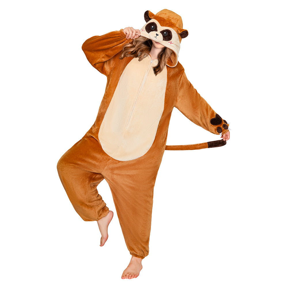  OLAOLA Meerkat Pajamas Animals Onesie Plush Warm Home One Piece For Adult Unisex Halloween Costume