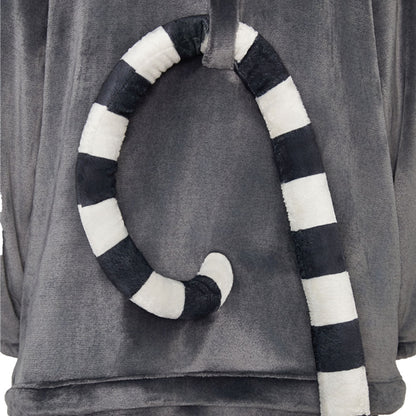 OLAOLA Ring-Tailed Lemur Pajamas Monkey Animals Onesie Plush Warm Home One Piece For Adult Unisex Halloween Costume