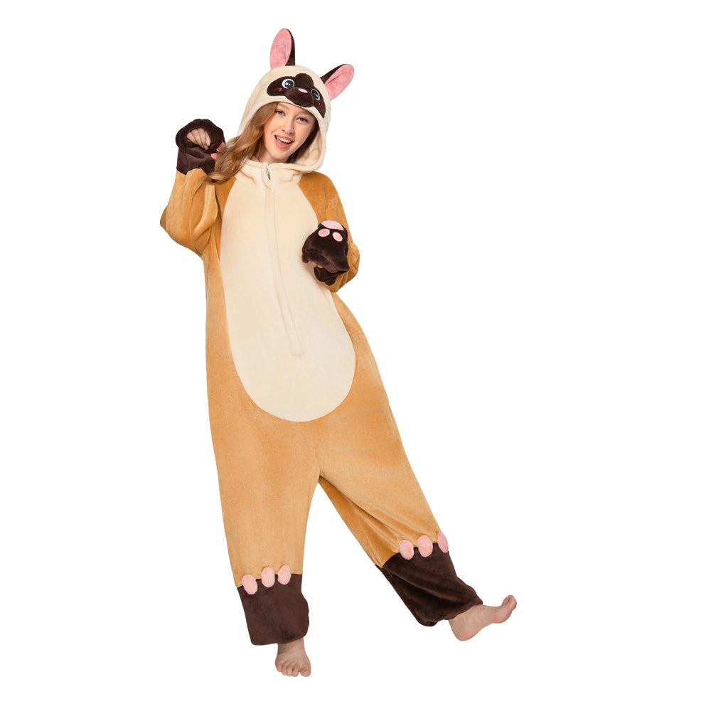  OLAOLA Siamese Cat Pajamas Animals Onesie Plush Warm Home One Piece For Adult Unisex Halloween Costume