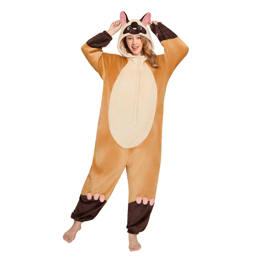 OLAOLA Siamese Cat Pajamas Animals Onesie Plush Warm Home One Piece For Adult Unisex Halloween Costume