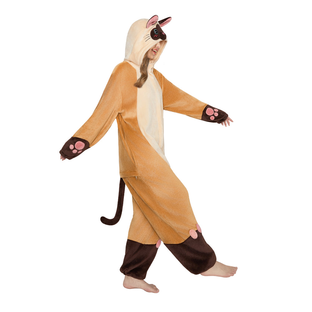   OLAOLA Siamese Cat Pajamas Animals Onesie Plush Warm Home One Piece For Adult Unisex Halloween Costume