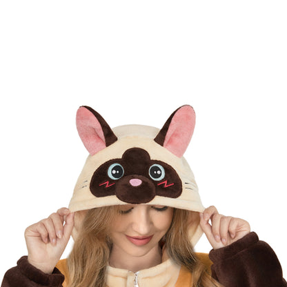   OLAOLA Siamese Cat Pajamas Animals Onesie Plush Warm Home One Piece For Adult Unisex Halloween Costume