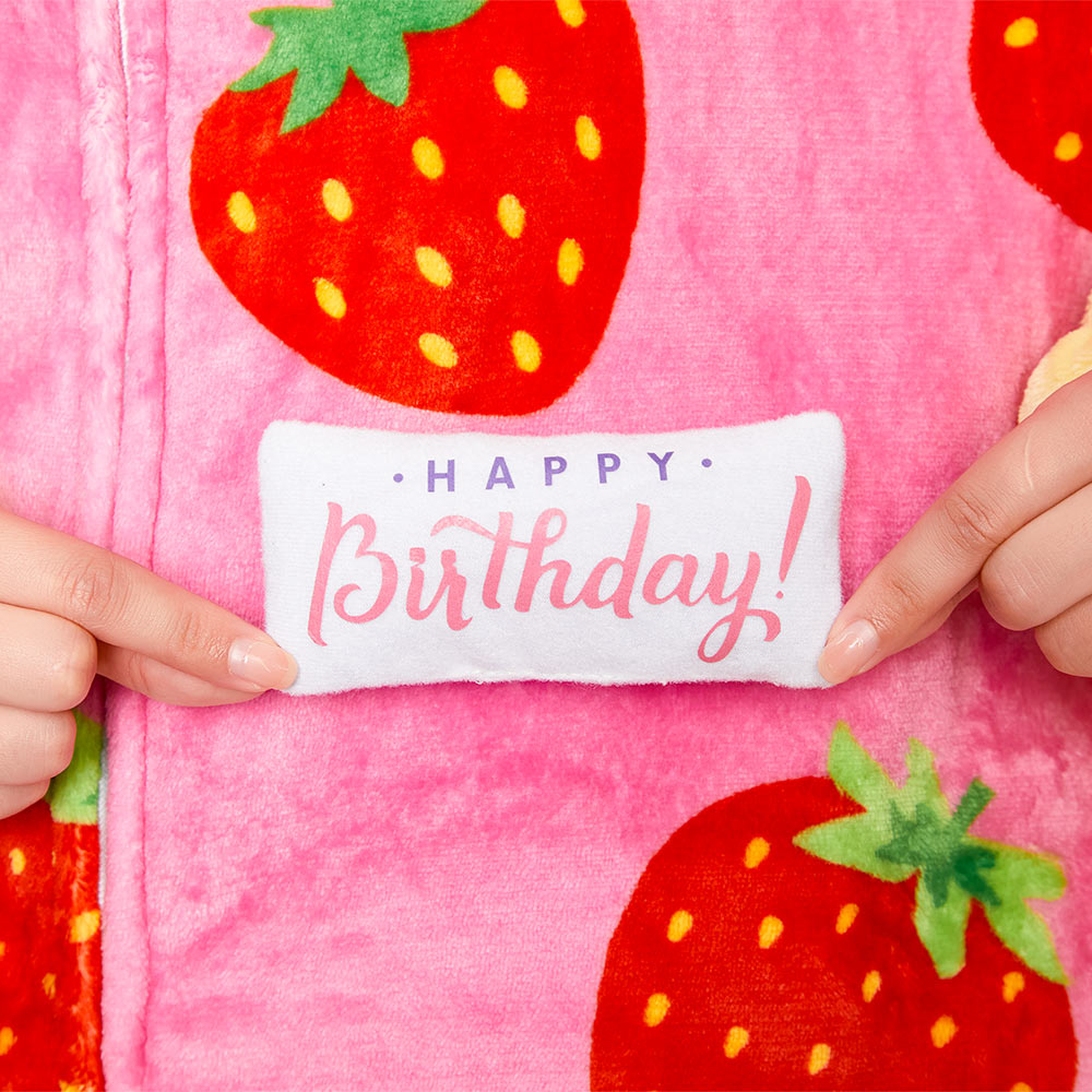 OLAOLA Strawberry Cake Pajamas Food Onesie Plush Warm Home One Piece For Adult Unisex Halloween Costume