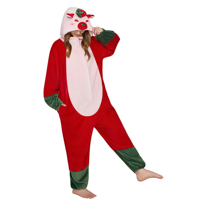  OLAOLA Strawberry Capybara Pajamas Animals Onesie Plush Warm Home One Piece For Adult Unisex Halloween Costume