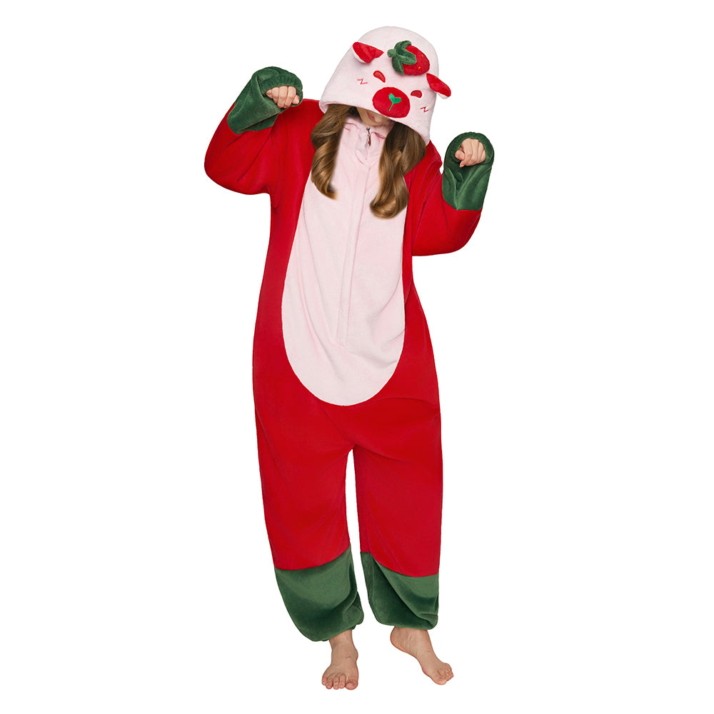   OLAOLA Strawberry Capybara Pajamas Animals Onesie Plush Warm Home One Piece For Adult Unisex Halloween Costume