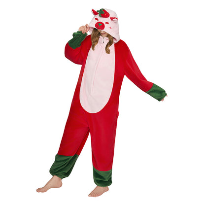   OLAOLA Strawberry Capybara Pajamas Animals Onesie Plush Warm Home One Piece For Adult Unisex Halloween Costume