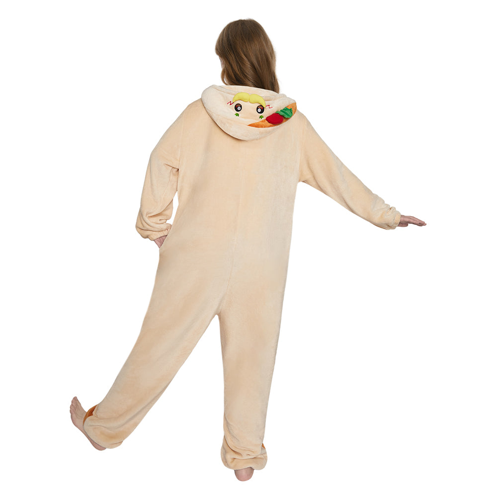   OLAOLA Taco Pajamas Food Onesie Plush Warm Home One Piece For Adult Unisex Halloween Christmas Costume