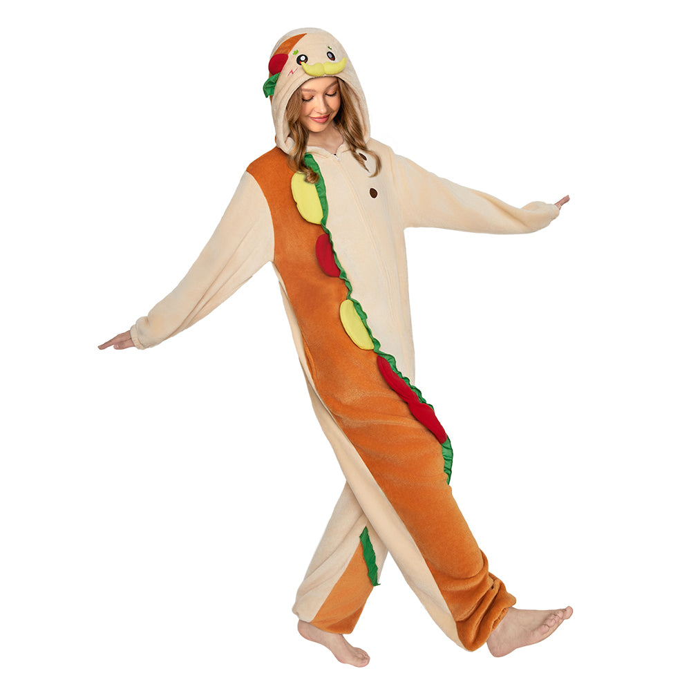   OLAOLA Taco Pajamas Food Onesie Plush Warm Home One Piece For Adult Unisex Halloween Christmas Costume