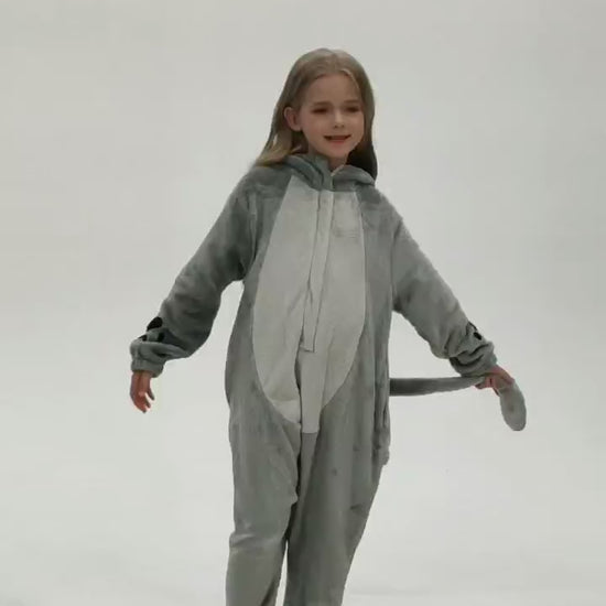 OLAOLA Kids Cat Animal Onesie Plush Soft Flannel Warm Home Pajamas One-Piece Sleepwear