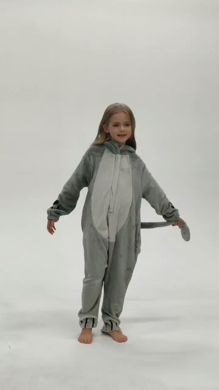 OLAOLA Kids Cat Animal Onesie Plush Soft Flannel Warm Home Pajamas One-Piece Sleepwear