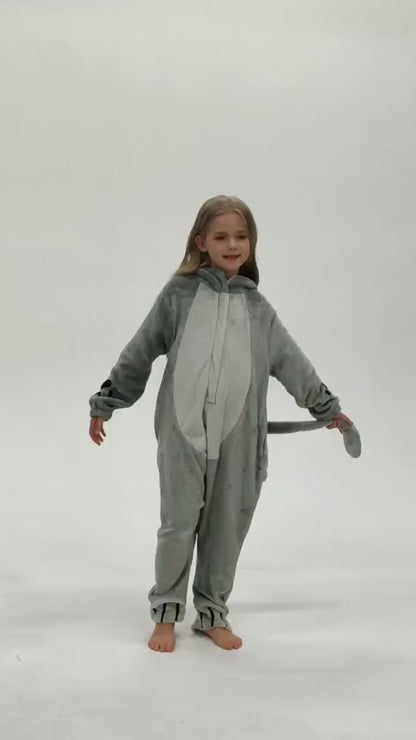 OLAOLA Kids Cat Animal Onesie Plush Soft Flannel Warm Home Pajamas One-Piece Sleepwear