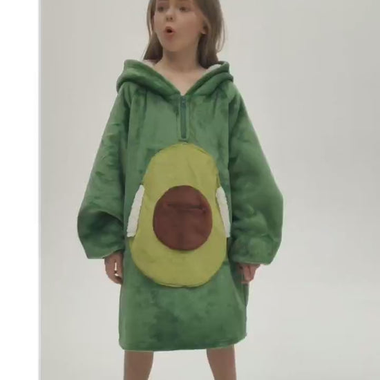 Kids OLAOLA Avocado Wearable Blanket Hoodie Food Onesie Oversized Soft Homewear With Giant Pocket