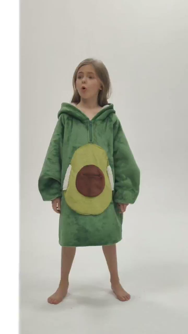 Kids OLAOLA Avocado Wearable Blanket Hoodie Food Onesie Oversized Soft Homewear With Giant Pocket