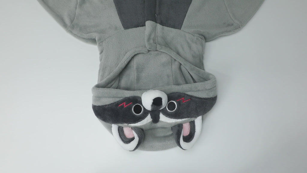 OLAOLA Unisex Adult Plush Light Gray Raccoon Animals Onesie Pajamas Warm Home One-Piece Sleepwear