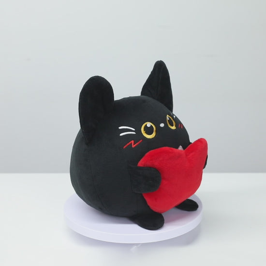 27CM OLAOLA Original Cute Black Cat Heart Dolls Soft Stuffed Dolls Animals Plush Toys Valentine Plushies Birthday Gift