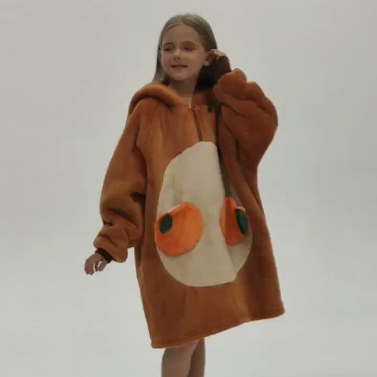 Kids OLAOLA Capybara Wearable Blanket Hoodie Oversized Animal Hooded Blanket Soft Warm Cozy Sherpa Fleece Sweatshirt