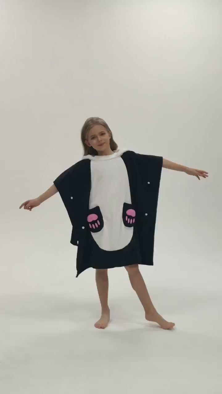 OLAOLA Kids Panda Bathrobe Blanket Animal Onesie Beach Towels Soft Absorbent Coral Fleece Pool Swim Towel