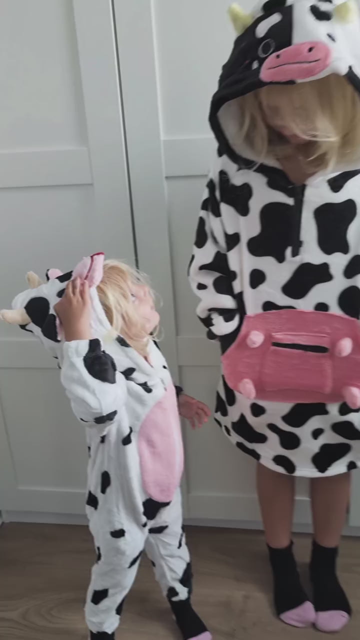 Kids OLAOLA Cow Wearable Blanket Hoodie Animals Onesie Oversized Soft Homewear With Giant Pocket