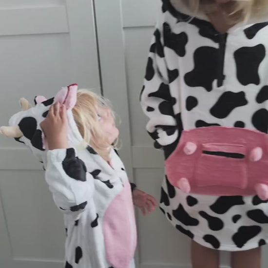 Kids OLAOLA Cow Wearable Blanket Hoodie Animals Onesie Oversized Soft Homewear With Giant Pocket