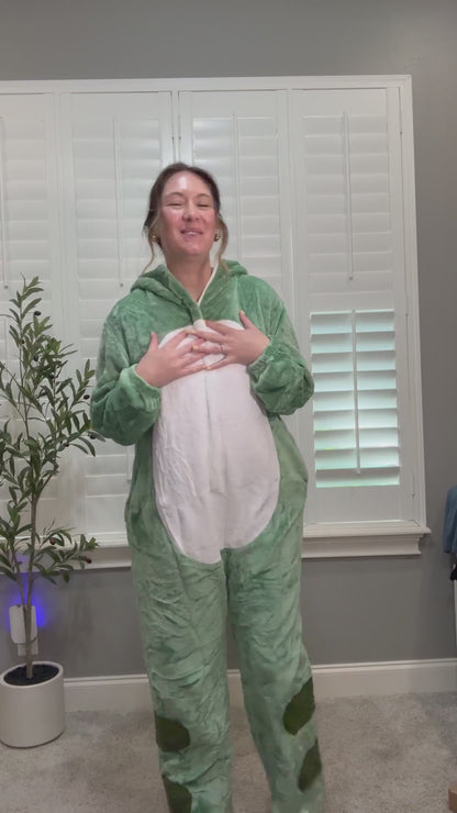 OLAOLA Unisex Adult Plush Green Dinosaur Animals Onesie Pajamas Warm Home One-Piece Sleepwear