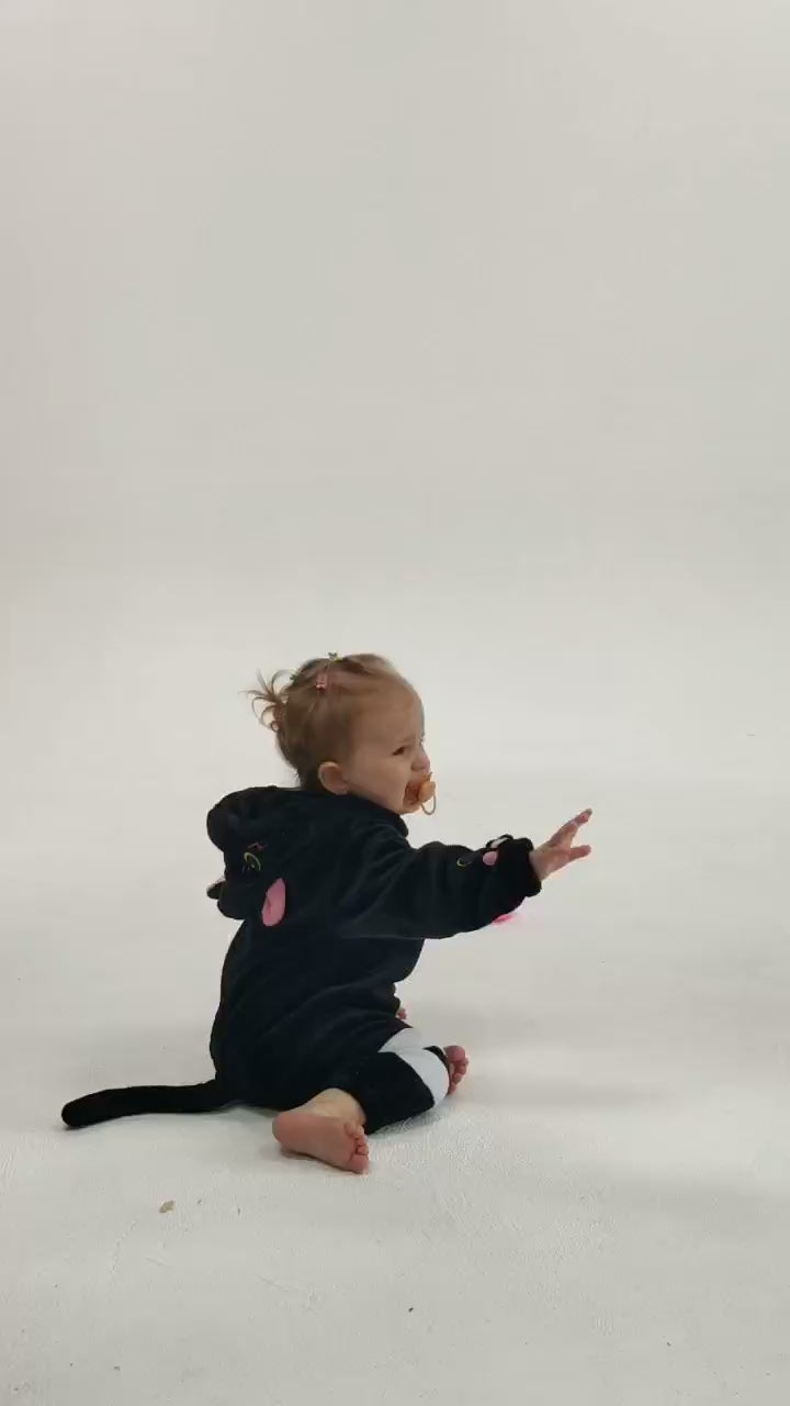 OLAOLA Baby Black Cat Pajamas Animal Onesie Toddler Romper Plush Dress Up Infant Outfits Halloween Suit