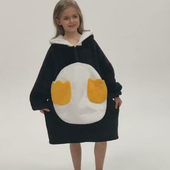 Kids OLAOLA Penguin Wearable Blanket Hoodie Animals Onesie Oversized Soft Homewear With Giant Pocket