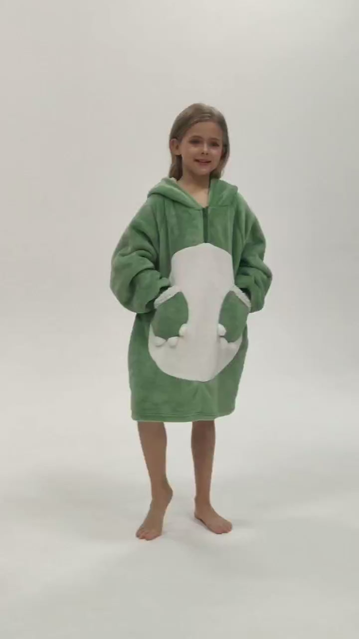Kids OLAOLA Green Dinosaur Wearable Blanket Hoodie Animals Onesie Oversized Soft Homewear With Giant Pocket video