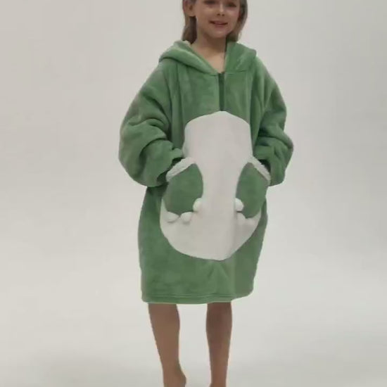 Kids OLAOLA Green Dinosaur Wearable Blanket Hoodie Animals Onesie Oversized Soft Homewear With Giant Pocket video