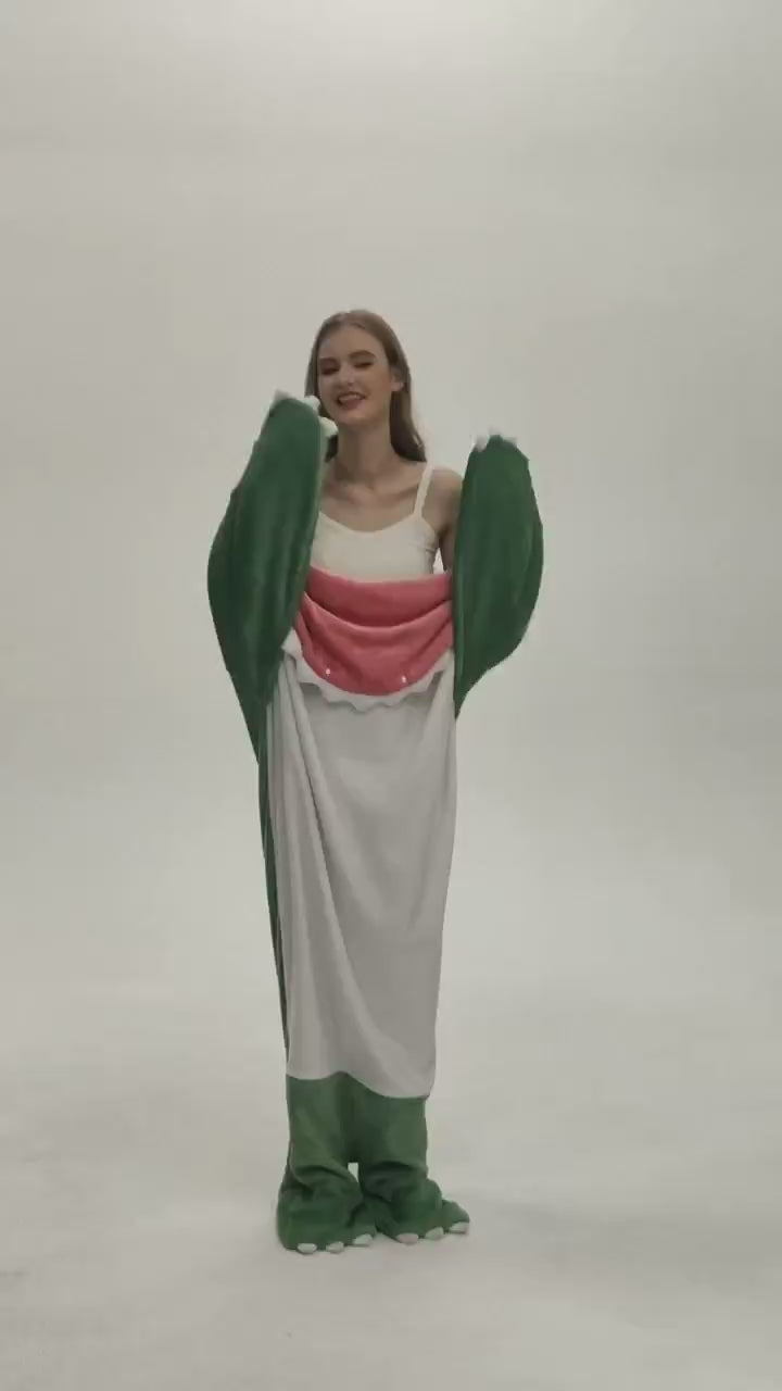 OLAOLA Unisex Adult Plush Dinosaur Blanket Animals Onesie Pajamas Wearable Warm Home One-Piece Sleepwear